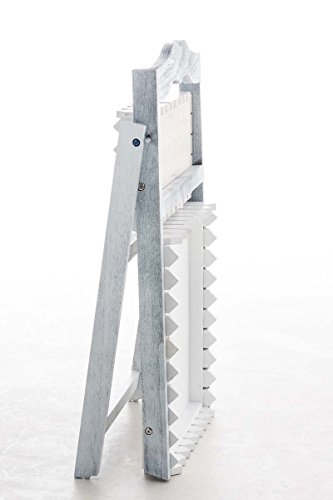 CLP Scaffale a Scaletta in Legno Stile Shabby Richiudibile – Scaffale Decorativo 2 Ripiani I Étagère Portapiante Pieghevole I Scala Decorativa in Legno Country con Doppia Mensola Antico-Grigio - 6
