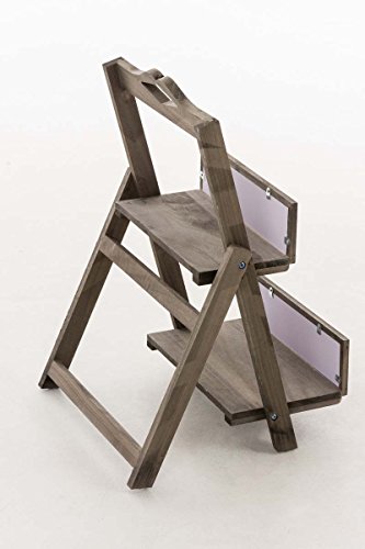 CLP Scaffale a Scaletta Linus – Scaffale Scala in Legno 2 Lavagnette – Lavagna Scaffale 2 Ripiani – Étagère Portapiante Scaletta Pieghevole – Scala Decorativa Country con Mensole Marrone Scuro - 3