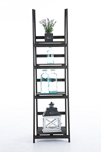 CLP Scaffale a Scala Alma – Scala in Legno 4 Ripiani I Scaletta Decorativa Pieghevole I Scaffale a Scala Stile Shabby Chic Porta Piante I Scala Decorativa Libreria con Mensole Marrone Scuro - 2