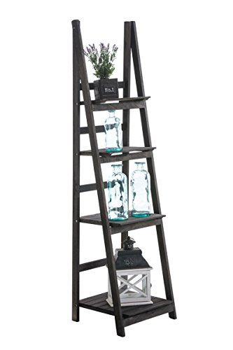 CLP Scaffale a Scala Alma – Scala in Legno 4 Ripiani I Scaletta Decorativa Pieghevole I Scaffale a Scala Stile Shabby Chic Porta Piante I Scala Decorativa Libreria con Mensole Marrone Scuro - 3