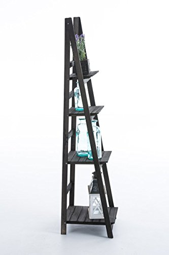CLP Scaffale a Scala Alma – Scala in Legno 4 Ripiani I Scaletta Decorativa Pieghevole I Scaffale a Scala Stile Shabby Chic Porta Piante I Scala Decorativa Libreria con Mensole Marrone Scuro - 4