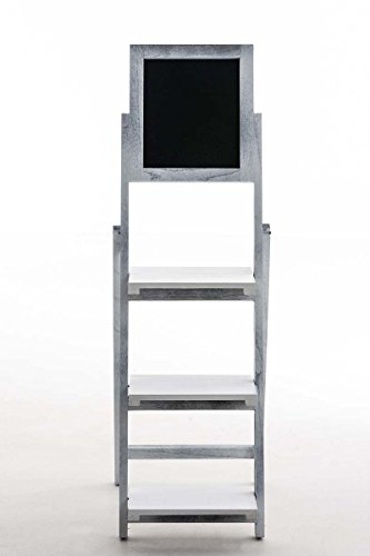 CLP Scaffale a Scala Rebecca con Lavagnetta Shabby Chic | Libreria a Scala in Legno 3 Mensole | Scaletta Porta Piante Pieghevole Libreria Scalare | Lavagnetta Promemoria 100x35x55cm Antico-Grigio - 2
