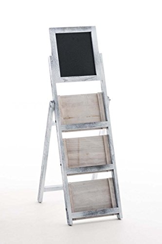 CLP Scaffale a Scala Rebecca con Lavagnetta Shabby Chic | Libreria a Scala in Legno 3 Mensole | Scaletta Porta Piante Pieghevole Libreria Scalare | Lavagnetta Promemoria 100x35x55cm Antico-Grigio - 3