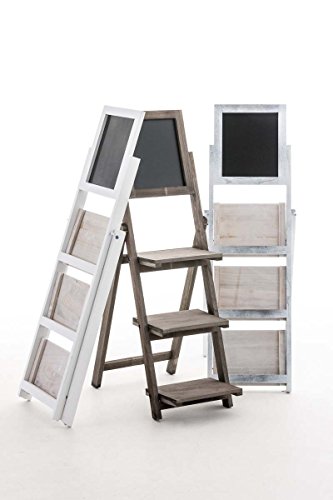 CLP Scaffale a Scala Rebecca con Lavagnetta Shabby Chic | Libreria a Scala in Legno 3 Mensole | Scaletta Porta Piante Pieghevole Libreria Scalare | Lavagnetta Promemoria 100x35x55cm Antico-Grigio - 7