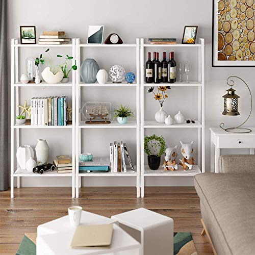 HOMFA Scaffale a Scala da Parete, Mensola Libreria a 4 Ripiani, Mobile Disegno Scaletta Porta Oggetti Carico 30kg Scaffalature Decorativo 60 × 35 × 147cm (Bianco) - 4