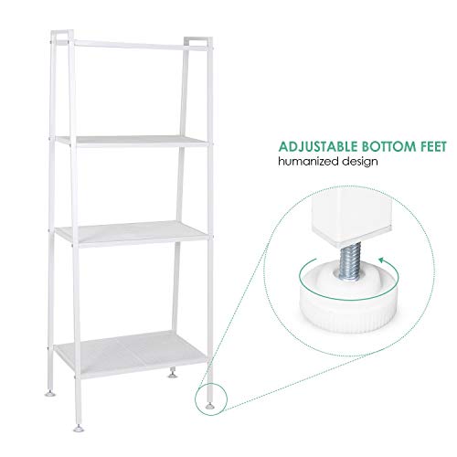 HOMFA Scaffale a Scala da Parete, Mensola Libreria a 4 Ripiani, Mobile Disegno Scaletta Porta Oggetti Carico 30kg Scaffalature Decorativo 60 × 35 × 147cm (Bianco) - 5