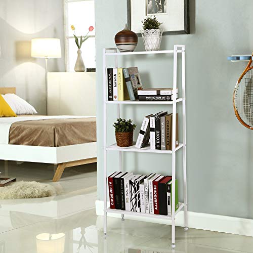 HOMFA Scaffale a Scala da Parete, Mensola Libreria a 4 Ripiani, Mobile Disegno Scaletta Porta Oggetti Carico 30kg Scaffalature Decorativo 60 × 35 × 147cm (Bianco) - 7