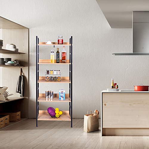 WOLTU Libreria per Studio Ufficio Scaffale 5 Ripiani Mensole in Legno Fioriera Porta Piante - 3