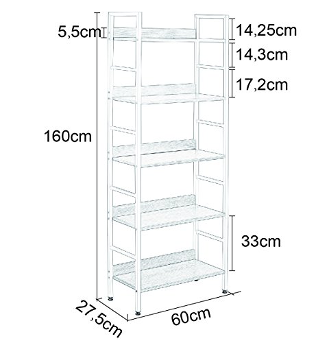 WOLTU Libreria per Studio Ufficio Scaffale 5 Ripiani Mensole in Legno Fioriera Porta Piante - 5
