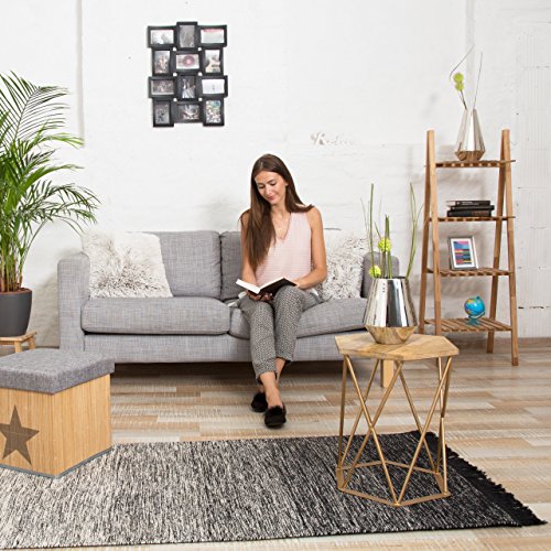 Relaxdays Ladder Rack, libreria in Legno di Noce, mensola da Bagno, Marrone, Altezza x Larghezza x profondità: App. 131 x 46 x 34 cm, Naturale - 2