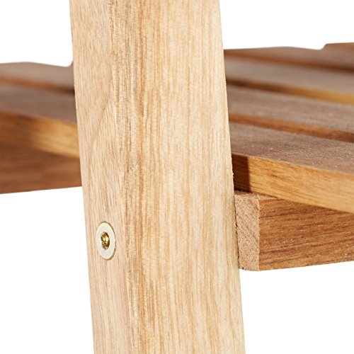 Relaxdays Ladder Rack, libreria in Legno di Noce, mensola da Bagno, Marrone, Altezza x Larghezza x profondità: App. 131 x 46 x 34 cm, Naturale - 4
