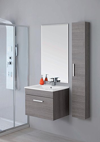 Mobile Bagno sospeso 60 cm bianco rovere chiaro o scuro arredo con colonna abbinata omaggio Mobili con anta - 2