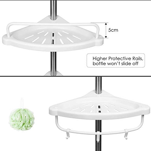 Homfa Mensole ad Angolo da Bagno, Angolare Scaffale per Doccia, 4 Ripiani Telescopica Regolabile, Stoccaggio Portaoggetti da Bagno per Doccia (97-310CM) - 3