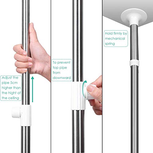 Homfa Mensole ad Angolo da Bagno, Angolare Scaffale per Doccia, 4 Ripiani Telescopica Regolabile, Stoccaggio Portaoggetti da Bagno per Doccia (97-310CM) - 5