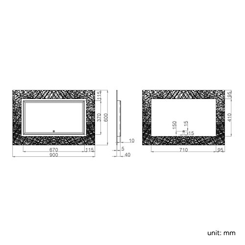 soak Specchio di Design per Bagno con Illuminazione a LED, Sensore Luce e Antiappannamento, 900 x 600 mm - 5
