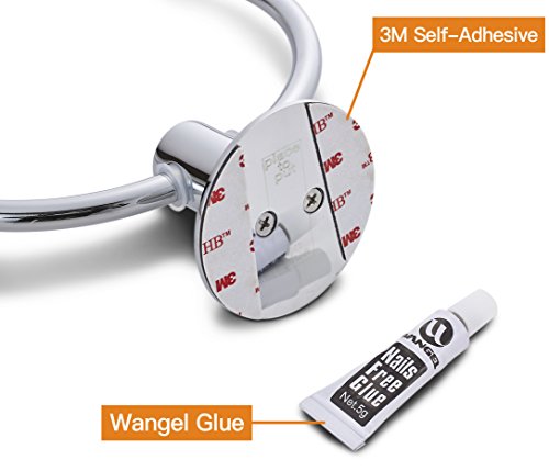 Wangel Adesivo Forte Anello Portasciugamani, Colla Brevettata + Autoadesivo, Acciaio Inossidabile, Finitura Lucida - 3