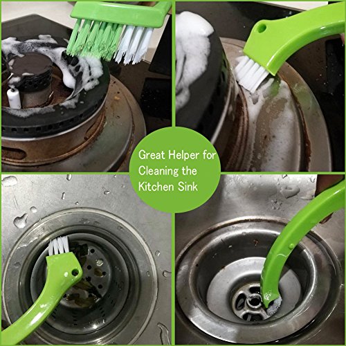 Cucina Bagno Spazzole Piastrelle Per Pulire Le Fughe Ed Eliminare La Muffa Superficiale (4 Spazzole Incluse) Verde - 3