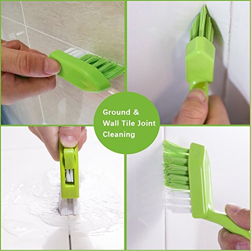 Cucina Bagno Spazzole Piastrelle Per Pulire Le Fughe Ed Eliminare La Muffa Superficiale (4 Spazzole Incluse) Verde - 4
