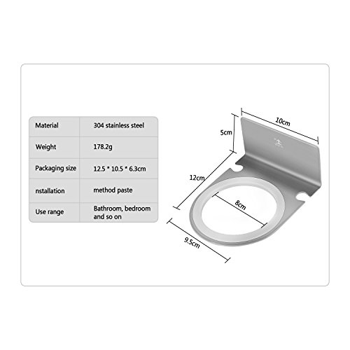 HBlife Supporto per asciugacapelli Porta Asciugacapell in Acciaio Inox 304 da Parete Wall Mount Per Bagno - 6