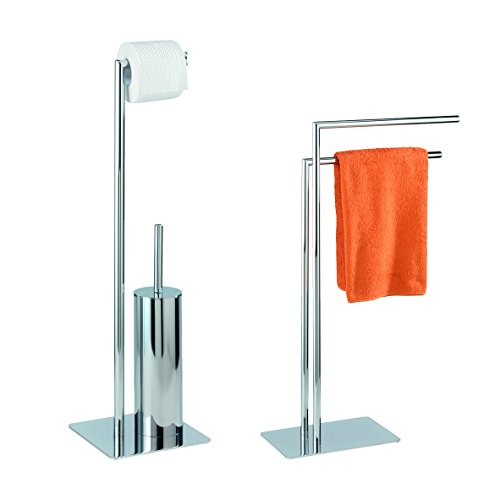 Wenko Colonnina Portarotolo e Portascopino Recco, Acciaio, 20 x 71,5 x 20 cm, Cromo, Cromato, 20 x 71.5 x 20 cm - 2