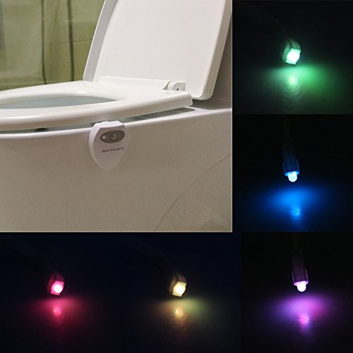 Suptempo WC luce notturna LED con sensore di movimento attivato USB ricaricabile impermeabile WC luce con 8 colori che cambiano - 3