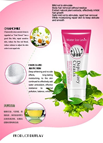 Crema Depilazione Gel Depilatorio | BINKBANGBANGDA Professionale Naturale Indolore Depilatoria Lenitiva Rinfrescante Rapido Ed Efficace Cura Della Pelle Maschio E Femmina Portable Per Bikini Necessità ( 60ML ) - 7