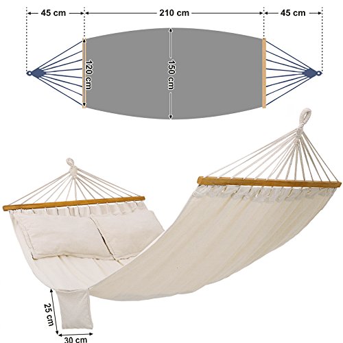 SONGMICS Amaca di Stoffa Portatile da Campeggio e Giardino Telo con Barre trasversali 300 x 150 cm Carico Max.300 kg GDC22M - 5