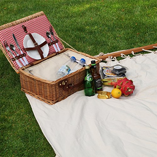 SONGMICS Amaca di Stoffa Portatile da Campeggio e Giardino Telo con Barre trasversali 300 x 150 cm Carico Max.300 kg GDC22M - 7