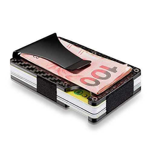 Portafoglio Clip, Porta Carte di Credito, Porta Tessere e Banconote con Protezione RFID, Portafoglio Uomo con Fermasoldi in Fibra di Carbonio, Può Contenere Fino a 13 Tessere, Perfetto per Regalo - 2