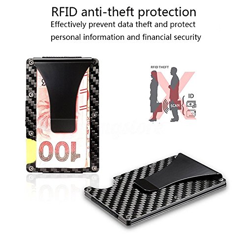 Portafoglio Clip, Porta Carte di Credito, Porta Tessere e Banconote con Protezione RFID, Portafoglio Uomo con Fermasoldi in Fibra di Carbonio, Può Contenere Fino a 13 Tessere, Perfetto per Regalo - 3