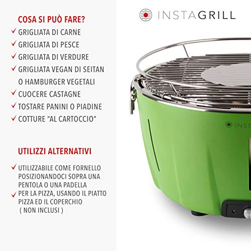 Classe Italy InstaGrill Barbecue Senza Fumo, a Carbone, Portatile, Verde, 36x36x22 cm - 5