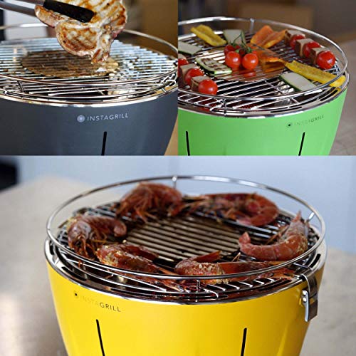 Classe Italy InstaGrill Barbecue Senza Fumo, a Carbone, Portatile, Verde, 36x36x22 cm - 9