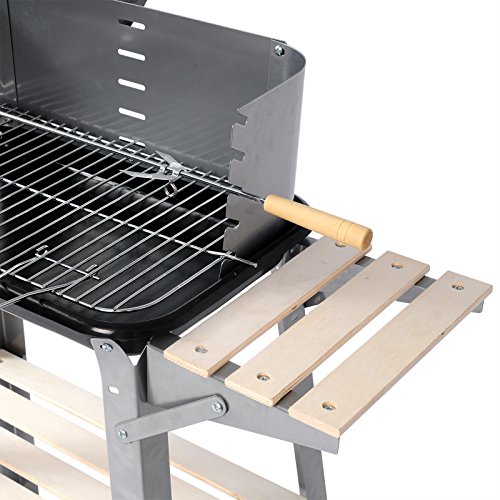 WOLTU CPZ8116sz Griglia a Carbone Barbecue BBQ Carrello Grill con Ruote per Picnic in Balcone Giardino Acciaio Inox + Legno 83x45x87cm - 6