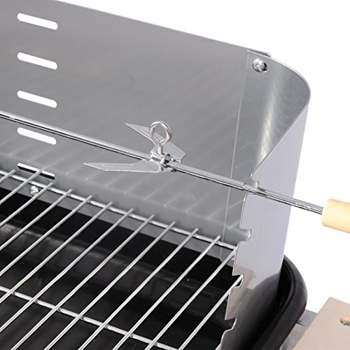 WOLTU CPZ8116sz Griglia a Carbone Barbecue BBQ Carrello Grill con Ruote per Picnic in Balcone Giardino Acciaio Inox + Legno 83x45x87cm - 7