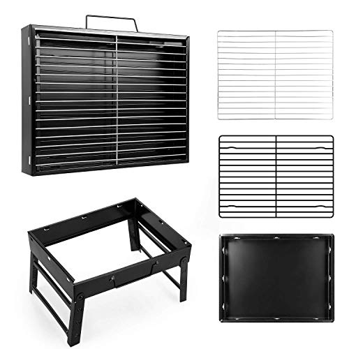 Mbuynow Grill Barbecue Carbone Griglia Barbecue per 3-5 Persone Cottura alla Brace Ottima Griglia Trasportabile per Cuocere Carne Pesce Verdure Pane Bruschettato ECC - 3