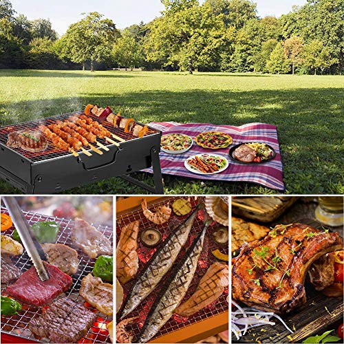 Mbuynow Grill Barbecue Carbone Griglia Barbecue per 3-5 Persone Cottura alla Brace Ottima Griglia Trasportabile per Cuocere Carne Pesce Verdure Pane Bruschettato ECC - 7
