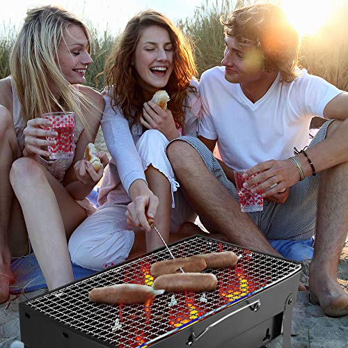 Mbuynow Grill Barbecue Carbone Griglia Barbecue per 3-5 Persone Cottura alla Brace Ottima Griglia Trasportabile per Cuocere Carne Pesce Verdure Pane Bruschettato ECC - 8