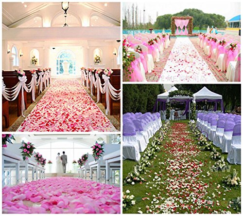 JZK® 1000 x Seta petali di rosa finti bianchi coriandoli biodegradabili stoffa decorazione tavolo per matrimonio addio al nubilato San Valentino nozze - 7