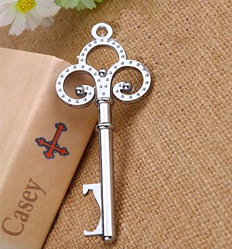Awtlife 50 pz rustico vintage chiave apribottiglie con carta tag e velato borsa per bomboniere matrimonio - 2
