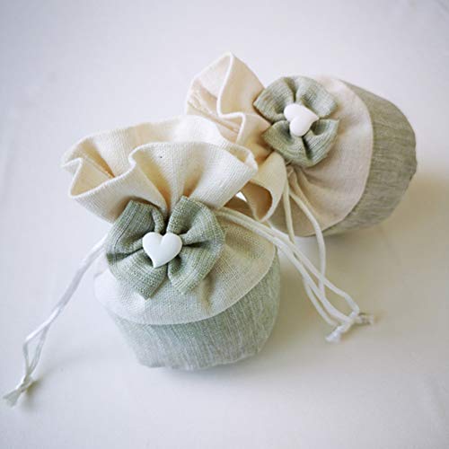Vosarea Sacchetti Regalo Sacchetti Coulisse in Tela Borsa Juta portaconfetti per Matrimonio Festa 5pcs - 3