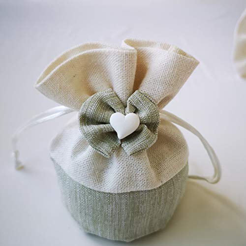 Vosarea Sacchetti Regalo Sacchetti Coulisse in Tela Borsa Juta portaconfetti per Matrimonio Festa 5pcs - 4