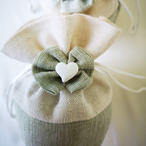 Vosarea Sacchetti Regalo Sacchetti Coulisse in Tela Borsa Juta portaconfetti per Matrimonio Festa 5pcs - 5