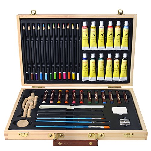 Artina Set Artistico in Valigetta Leonardo 45 unità: acrilici pennelli pastelli manichino, ECC. - per Pittura & Disegno - 3