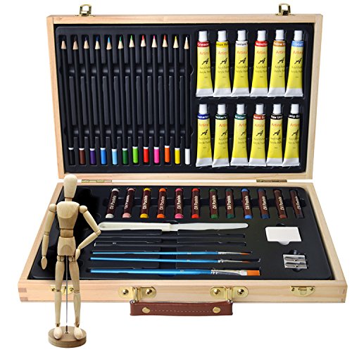 Artina Set Artistico in Valigetta Leonardo 45 unità: acrilici pennelli pastelli manichino, ECC. - per Pittura & Disegno - 4