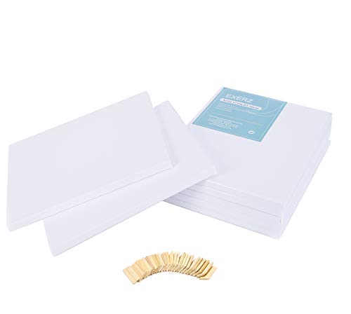 EXERZ Set da 5 tele per pittura/ tele d’artista intelaiate/ 30 x 24 cm 280GSM/ tele prestirate 100% Cotone/ Vuote / Triple Primed, tre strati di gesso/ Prive di acidi / Grana media/ spessore 1.7cm - 3