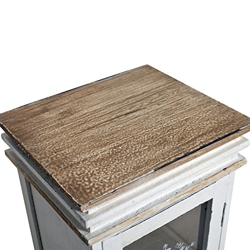 Rebecca Mobili Vetrinetta Bianca, armadietto 1 Anta 2 cassetti, Legno Vimini, Stile Shabby, Arredamento casa Bagno Ingresso - Misure: 104 x 33 x 29 cm (HxLxP) - Art. RE4486 - 4