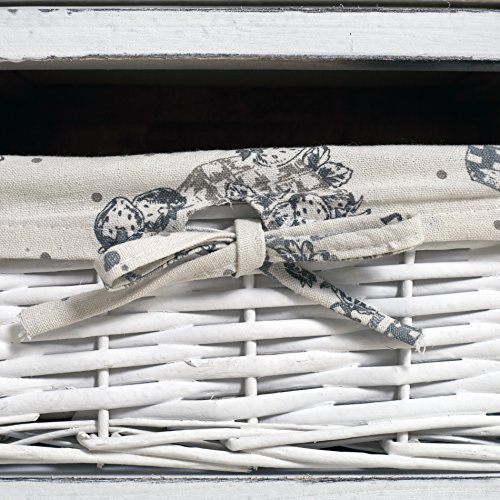 Rebecca Mobili Vetrinetta Bianca, armadietto 1 Anta 2 cassetti, Legno Vimini, Stile Shabby, Arredamento casa Bagno Ingresso - Misure: 104 x 33 x 29 cm (HxLxP) - Art. RE4486 - 6