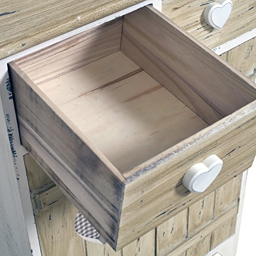 Rebecca Mobili Armadietto 2 cassetti 2 Ante, Comodino di Legno, Bianco Beige, Shabby, per arredo Camera Bagno - Misure: 73 x 52 x 31 cm (HxLxP) - Art. RE4194 - 5