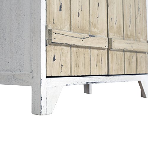 Rebecca Mobili Armadietto 2 cassetti 2 Ante, Comodino di Legno, Bianco Beige, Shabby, per arredo Camera Bagno - Misure: 73 x 52 x 31 cm (HxLxP) - Art. RE4194 - 7