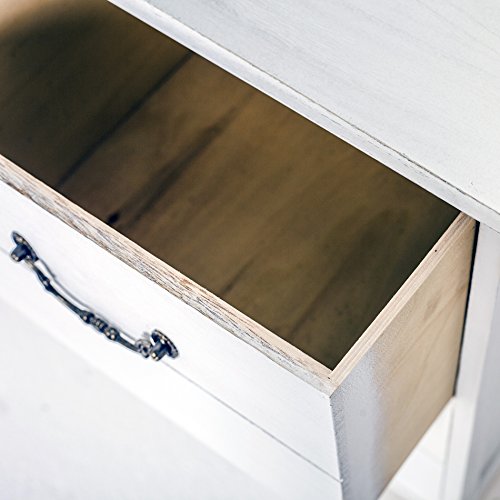 Rebecca Mobili Mobile Bagno 1 Anta 2 cassetti, cassettiera Bianca di Legno, Stile Vintage, per Cucina Ingresso - Misure: 60,5 x 75 x 34 cm (HxLxP) - Art. RE4003 - 5